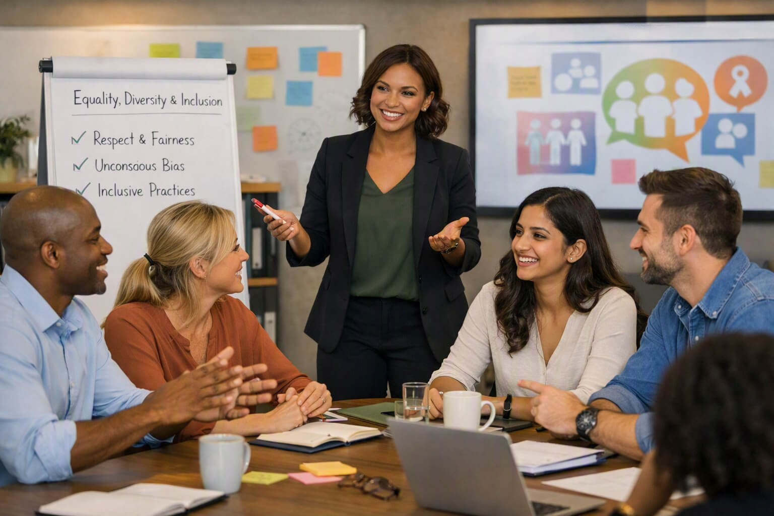 HR professionals discussing inclusive workplace practice