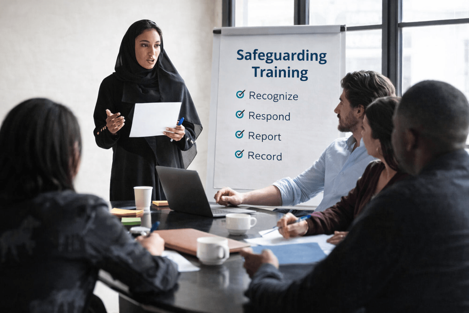 Professionals discussing safeguarding responsibilities and concerns