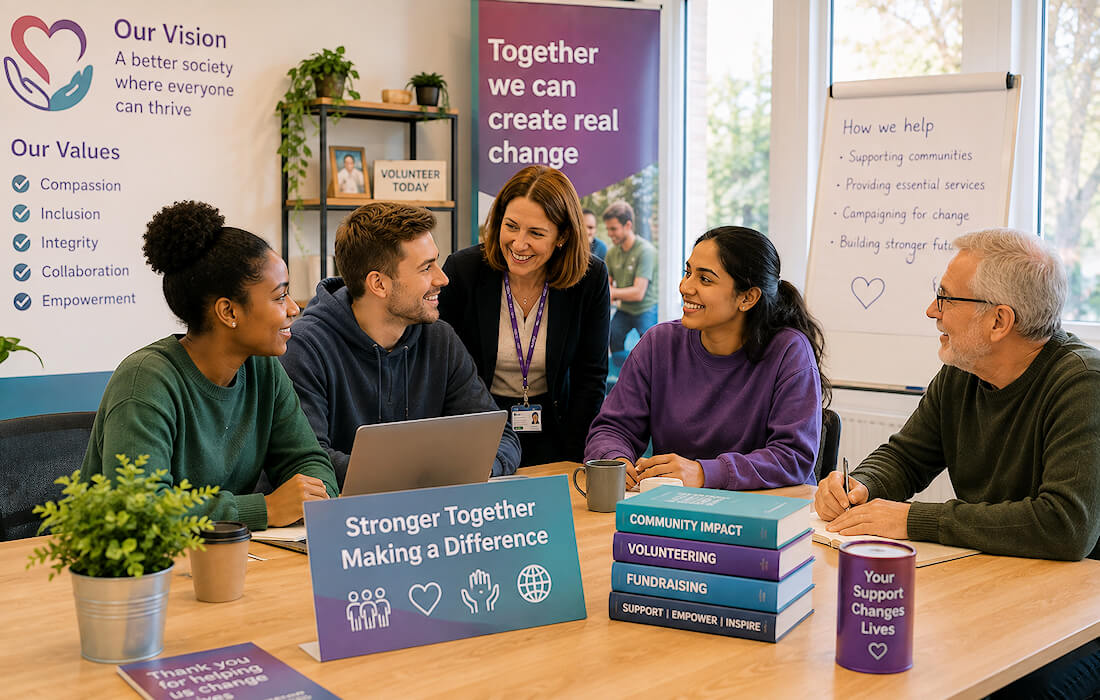 People working together within a charity or voluntary organisation